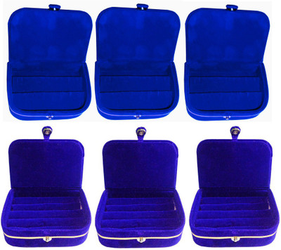 

Abhinidi Set of 6 velvet Vanity case Ring and Earring storage travelling Folder Box Vanity Box(Multicolor)