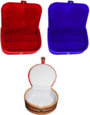 

Abhinidi Combo of 3 velvet case Ring and Earring storage travelling Folder Jewellery Vanity Box(Multicolor)