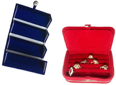 

Abhinidi Pack of 2 Ear Ring Folder Ring case Travelling Pouch Box Vanity Box(Blue,Red)