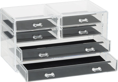 

Howards "A" Grade Acrylic 6 Drawer Jewellery and Accessories Storage Box With Cosmetics and Make up Organizer Jewellery storage Vanity Box(Clear)