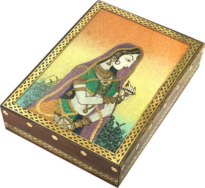 

R S Jewels Wooden Gemstone Painting Handmade Jewellery Vanity Box(Multicolor)