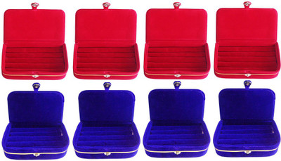 

Abhinidi Combo of 8 velvet case Ring and Earring storage travelling Folder Jewellery Vanity Box(Multicolor)