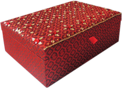 

The Decor Mart Decor Mart - Jewellery Box - Handmade - Beaded Fabric - Red - 10 x 7 x 3 inch Makeup Vanity Box(Red)