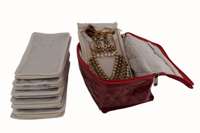 

K&P 6 Case Satin Locker Kit Big Jewellery Vanity Box(Red)