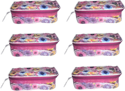 

Addyz pack of six Vanity cosmetic bag jewelry Organizer Makeup storage jewellery Vanity Box(red)
