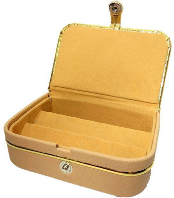 

Addyz Earring storage case jewelry Vanity Box(Gold, Beige)