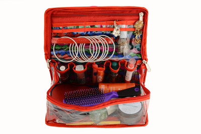 

K&P Designer Semi-transparent Makeup and Jewellery Vanity Box(Multicolor)