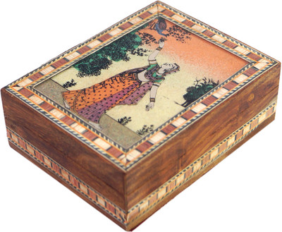 

R S Jewels Handmade Designer Gemstone Painting 4 x 3 Jewellery Vanity Box(Multicolor)