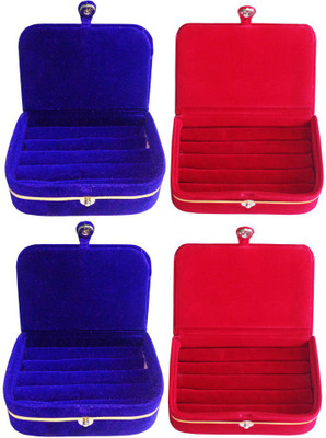 

Abhinidi Combo of 4 velvet case Ring and Earring storage travelling Folder Jewellery Vanity Box(Multicolor)