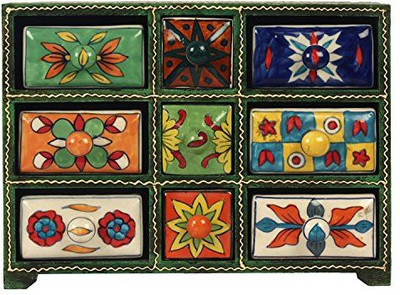 

The Decor Mart Decor Mart - Jewellery Box - Wood / Ceramic - Multi Color - 9.25 X 12.5 inch Makeup Vanity Box(Multi Color)