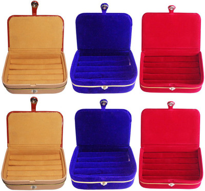 

Abhinidi Combo of 4 velvet case Ring and Earring storage travelling Folder Jewellery Vanity Box(Multicolor)