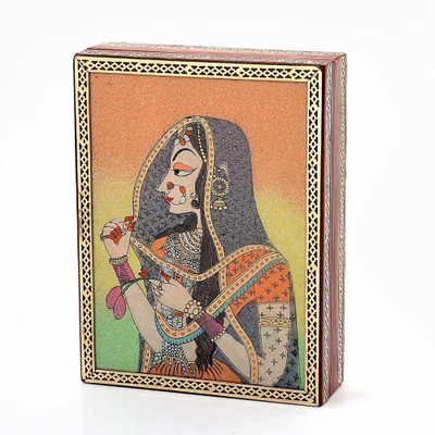 

Little India Gemstone Powder Bani Thani Painting Wooden Box 259 Jewellery Vanity Box(Brown)
