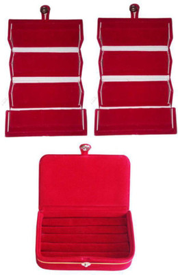

Aadhya red 2 earring 1 ring folder keep delicate jewellery safe Vanity Box(Red)