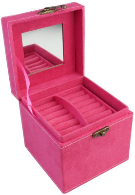 

BlushBees 3 Layer Velvet Jewelry Box with Mirror & Decorative Handle - Organiser Vanity Box(French Roses)