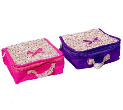 

Kuber Industries Kit Set of 2 Pcs in heavy Quilted Material Make Up Vanity Box(Multi color)