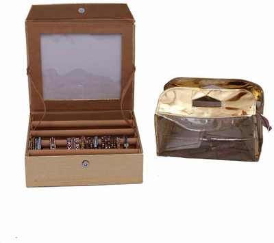 

Kuber Industries Bangle Four Roll & Vanity Box Jewellery Vanity Box(Gold)