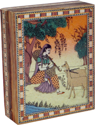 

R S Jewels Rajasthani Gem Stone Painting Wooden Jewellery Vanity Box(Multicolor)