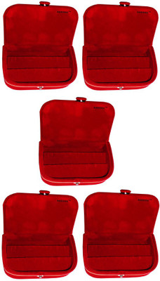 

Abhinidi Set of 5 velvet ring storage travelling folder case Box Vanity Box(Maroon)