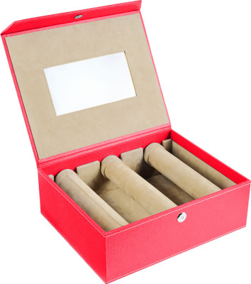 

Eco-Leatherette 3 Rod Bangles Vanity Box(Dark Pink)