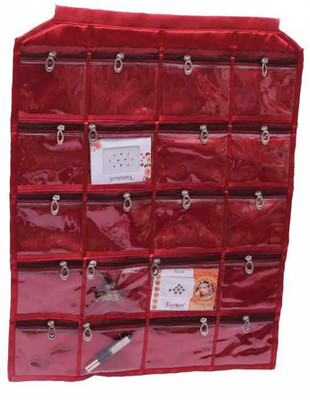 Hanu Enterprises 20 pockets Hanging Makeup Vanity Box(Maroon)