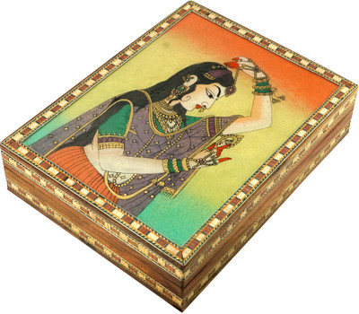 

R S Jewels Wooden Gemstone Painting Handmade Jewellery Vanity Box(Multicolor)