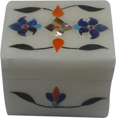 

Craftuno Handcrafted Rectangular Marble Box With Inlay Work On All Sides Multipurpose Decorative Vanity Box(Multicolor)