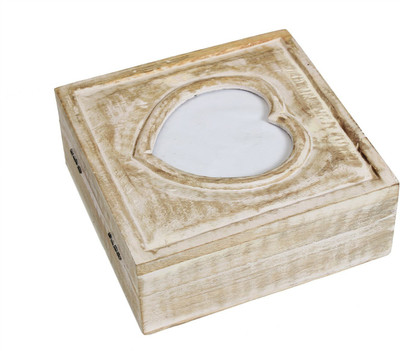 

Store Indya Vintage Like Hand Carved with Heart Shaped Photo Frame on Lid Jewellery Vanity Box(Brown)