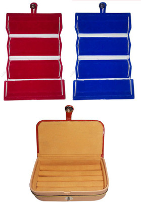 

Abhinidi Set of 3 velvet Vanity case Ring and Earring storage travelling Folder Box Vanity Box(Multicolor)