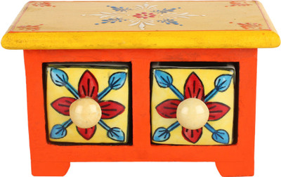 

The Decor Mart Wooden and Ceramic Jewelery Box Multipurpose Box Vanity Box(Multicolor)