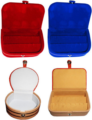 

Abhinidi Set of 4 velvet Vanity case Ring and Earring storage travelling Folder Box Vanity Box(Multicolor)