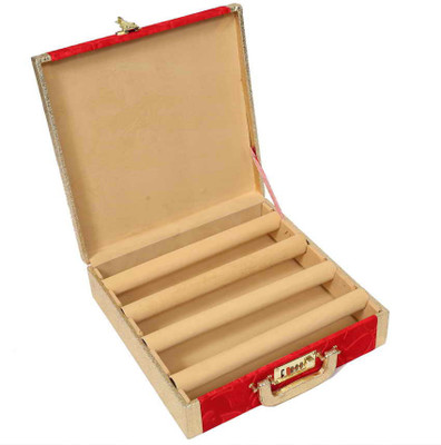 

Kuber Industries Bangle Box Four Roll With Lock in Hard Board Makeup Vanity Box(Maroon)