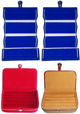 

Abhinidi Set of 4 velvet case Ring and Earring storage travelling Folder Jewellery Vanity Box(Multicolor)