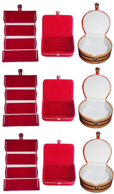 

Abhinidi Set of 9 velvet Vanity case Ring and Earring storage travelling Folder Box Vanity Box(Multicolor)