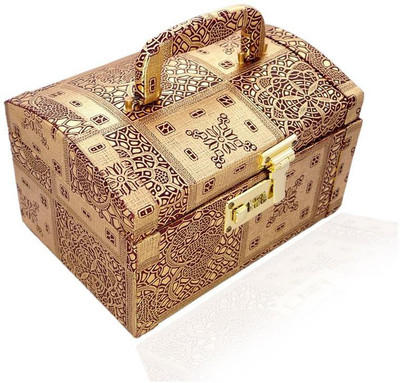 

Ermani Export Wooden Women Makup Box, Jewellery Box Makeup Vanity Box(Gold)