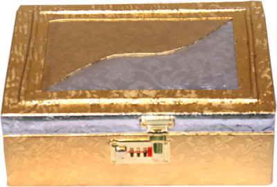 

Leather World Beautiful Storage Vanity Box(Golden)
