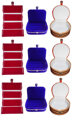 

Abhinidi Combo of 9 velvet case Ring and Earring storage travelling Folder Jewellery Vanity Box(Multicolor)