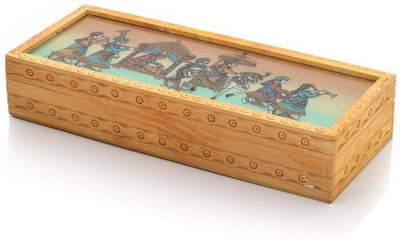 

Shree Sai Handicraft Carved Gemstone Painted Wooden Box Jewellery Vanity Box(Brown)