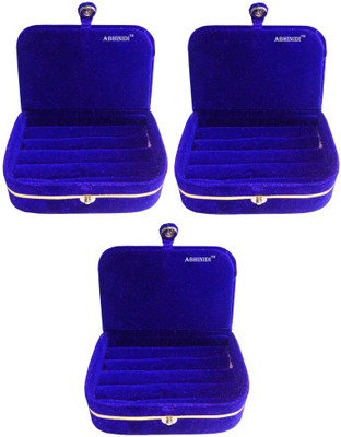 

Abhinidi Set of 3 velvet Vanity case ring storage travelling folder Box Vanity Box(Blue)