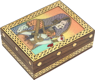 

R S Jewels Rajasthani Stone Painting Wooden Handicraft Jewellery Vanity Box(Multicolor)