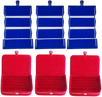 

Abhinidi Set of 6 velvet case Ring and Jewelry storage travelling Folder Jewellery Vanity Box(Multicolor)