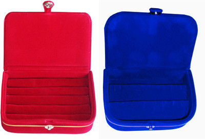 

Abhinidi Set of 2 velvet Vanity case Ring and Earring storage travelling Folder Box Vanity Box(Multicolor)