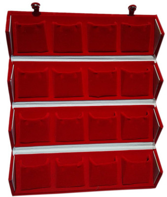 

Atorakushon 16 Pair Earrings Organizer Velvet Folding Travelling Vanity Pouch Vanity Box(Red)