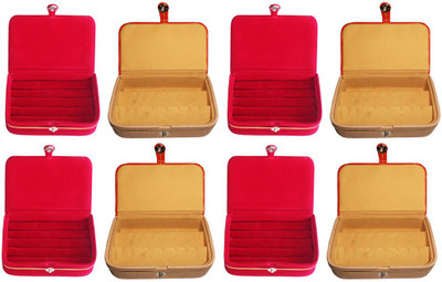 

Abhinidi Combo of 8 velvet case Ring and Earring storage travelling Folder Jewellery Vanity Box(Multicolor)