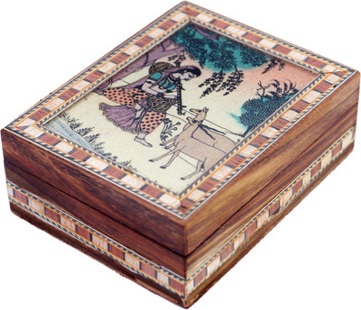 

R S Jewels Gemstone Meera Painting Wooden Handicraft 4 x 3 Jewellery Vanity Box(Multicolor)
