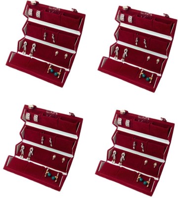 

Abhinidi Pack of 4 Ear Ring Folder Ring case Travelling Pouch Box Vanity Box(Red)