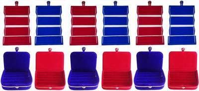 

Abhinidi Combo of 12 velvet case Ring and Earring storage travelling Folder Jewellery Vanity Box(Multicolor)