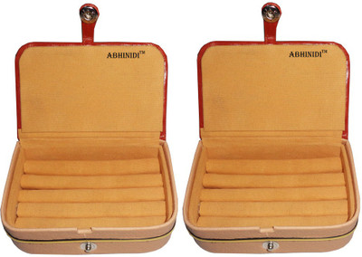 

Abhinidi Set of 2 velvet case ring storage travelling folder Jewellery Vanity Box(Blue)