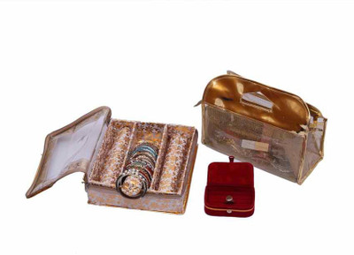 

Kuber Industries Three Roll Bangle & Vanity & Ring Jewellery Vanity Box(Gold)