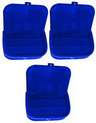 

Abhinidi Set of 3 velvet case Earring Jewelry storage travelling folder Jewellery Vanity Box(Blue)