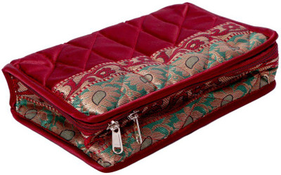 

Kuber Industries Kit in Quilted Zari Material Make Up Vanity Box(Maroon)